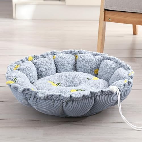 Rundes Haustierbett mit Kordelzug-Design, Wolkensamt und Kordsamt, weich, gemütlich, Blumenform, Kissen, Korb mit vielseitigem Doppelnutzungs-Design, für Welpen, Kätzchen, drinnen und alle Rundes Haustierbett mit Kordelzug-Design, Wolkensamt und Kordsamt, weich, gemütlich, Blumenform, Kissen, Korb mit vielseitigem Doppelnutzungs-Design, für Welpen, Kätzchen, drinnen und alle von DSAoTeng