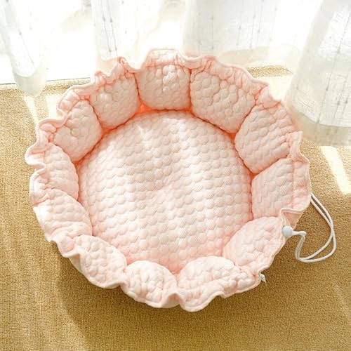 Rundes Katzen- und Hundebett mit Kordelzug, kühlendes doppelseitiges Eisbohnen- und Samt-Donut-Haustierbett, weiches, beruhigendes Nest mit vielseitigem Doppelnutzungs-Design, für kleine Hunde und Rundes Katzen- und Hundebett mit Kordelzug, kühlendes doppelseitiges Eisbohnen- und Samt-Donut-Haustierbett, weiches, beruhigendes Nest mit vielseitigem Doppelnutzungs-Design, für kleine Hunde und von DSAoTeng