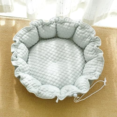 Rundes Katzen- und Hundebett mit Kordelzug, kühlendes doppelseitiges Eisbohnen- und Samt-Donut-Haustierbett, weiches, beruhigendes Nest mit vielseitigem Doppelnutzungs-Design, für kleine Hunde und Rundes Katzen- und Hundebett mit Kordelzug, kühlendes doppelseitiges Eisbohnen- und Samt-Donut-Haustierbett, weiches, beruhigendes Nest mit vielseitigem Doppelnutzungs-Design, für kleine Hunde und von DSAoTeng