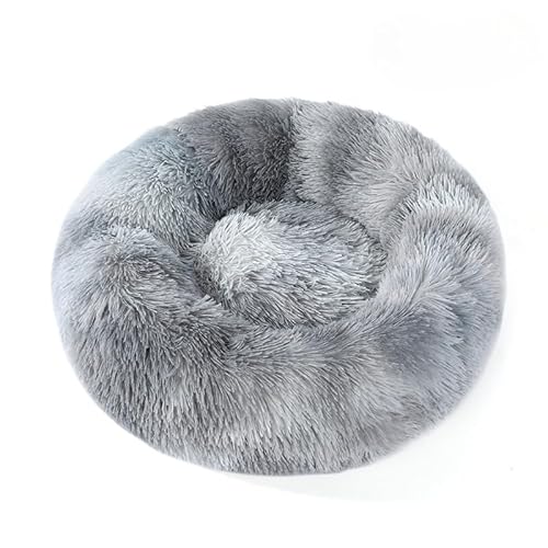 Rundes flauschiges Haustierbett – weiches beruhigendes Donut-Bett, warmes, pelziges PP-Baumwoll-Füllungskissen, selbstwärmendes Komfortnest für kleine Hunde, Katzen, für den Innenbereich von DSAoTeng