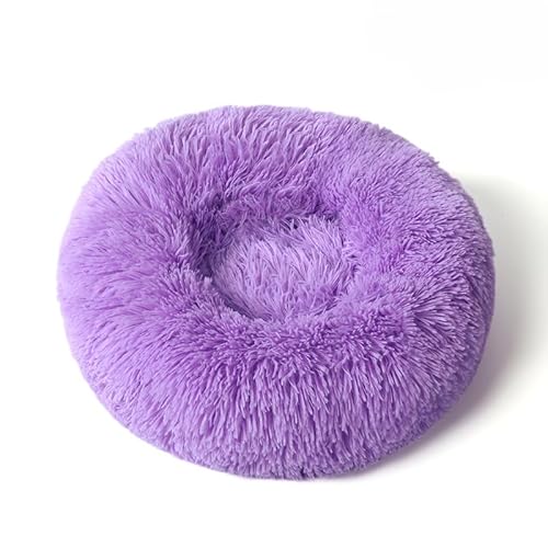 Rundes flauschiges Haustierbett – weiches beruhigendes Donut-Bett, warmes, pelziges PP-Baumwoll-Füllungskissen, selbstwärmendes Komfortnest für kleine Hunde, Katzen, für den Innenbereich von DSAoTeng