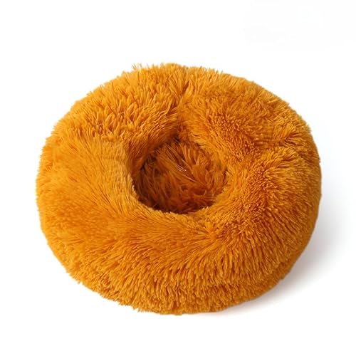 Rundes flauschiges Haustierbett – weiches beruhigendes Donut-Bett, warmes, pelziges PP-Baumwoll-Füllungskissen, selbstwärmendes Komfortnest für kleine Hunde, Katzen, für den Innenbereich von DSAoTeng