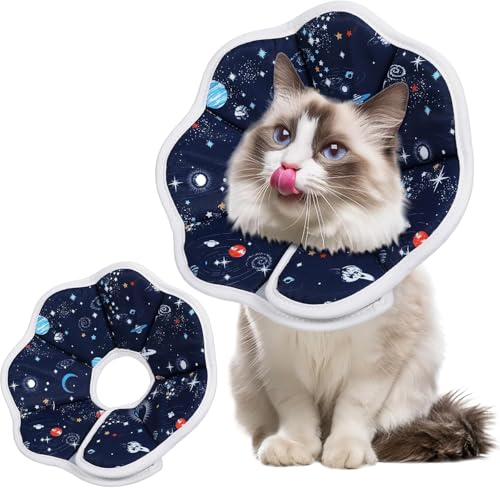 Weiches Katzenhalsband – Verstellbares, wasserdichtes Genesungshalsband mit Weltraumplaneten-Design, stoppt Lecken, Beißen und Kratzen nach Operationen, schützender Katzenhals-Kegel für Kätzchen für Weiches Katzenhalsband – Verstellbares, wasserdichtes Genesungshalsband mit Weltraumplaneten-Design, stoppt Lecken, Beißen und Kratzen nach Operationen, schützender Katzenhals-Kegel für Kätzchen für von DSAoTeng