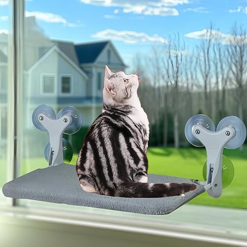 Katzen-Fensterstange mit 6 starken Saugnäpfen, zusammenklappbare Katzenhängematte, solides Katzenbett, verdickter Metallrahmen, hält 25 kg, doppelseitig waschbare Matte, geeignet für alle vier Katzen-Fensterstange mit 6 starken Saugnäpfen, zusammenklappbare Katzenhängematte, solides Katzenbett, verdickter Metallrahmen, hält 25 kg, doppelseitig waschbare Matte, geeignet für alle vier von DSCANDYMQ