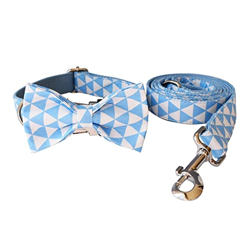 Halsband for einen Hund Personalisiertes Dreiecksmuster Hundehalsband und Leine Set Abnehmbare Fliege Hundehalsband for Welpen Chihuahua Möpse (Color : C, Size : L) von DSHIOP
