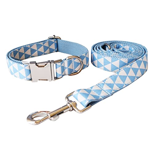 Halsband for einen Hund Personalisiertes Dreiecksmuster Hundehalsband und Leine Set Abnehmbare Fliege Hundehalsband for Welpen Chihuahua Möpse (Color : D, Size : L) von DSHIOP