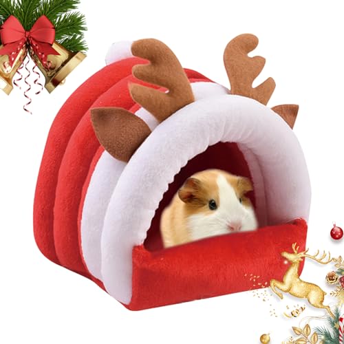 DSOPV Hamster-Meerschweinchen-Bett, Weihnachtshamsternest, Haustierversteck warmes Baumwollnest, mit abnehmbarem Wattepad, für Rennmäuse, Frettchen, Chinchillas, Hamster, kleine Haustiere von DSOPV