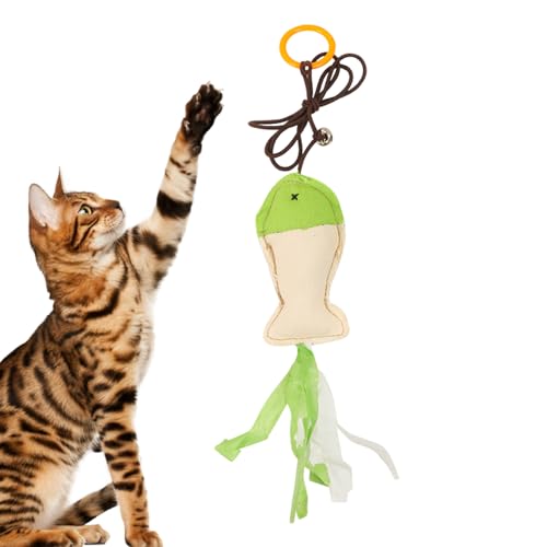 DSOPV Katzenspielzeug, Katzen-Fischspielzeug, hängbar, kratzfest, Jute, zweifarbig, genäht, mit Glocke von DSOPV