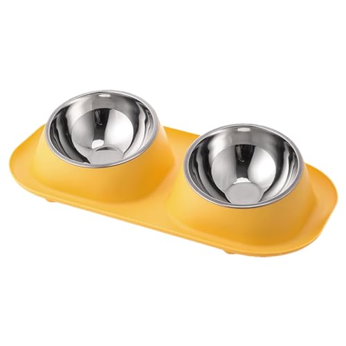 Futternapf für Hunde, doppelter Hundenapf, Edelstahl Pet Feeder Bowls, rutschfeste Doppel-Hunde-Wasser- und Futternäpfe für kleine Welpen, Katzen, Hunde und mittelgroße Haustiere (Gelb) von DSOPV