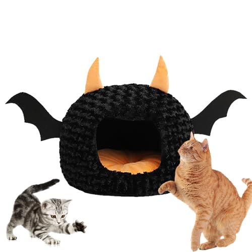 Halloween-Katzenbett, Katzenbett für Indoor-Katzen, warmer Spaß, Cartoon-Imp Zwinger, für kleine Hunde, Welpen, Katzen, Kätzchen, weiche Haustierbett-Matratze für den ganzen Winter von DSOPV