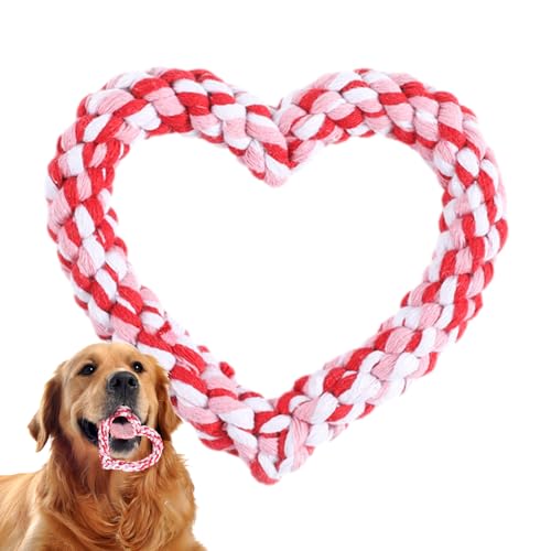 Herzseil Hundespielzeug, Valentinstag Herzförmiges Seil Hund Kauspielzeug, Haustier Spielzeug, für Welpen Hund Kauspielzeug für kleine mittelgroße Hunde, Rosa und Rot (B) von DSOPV