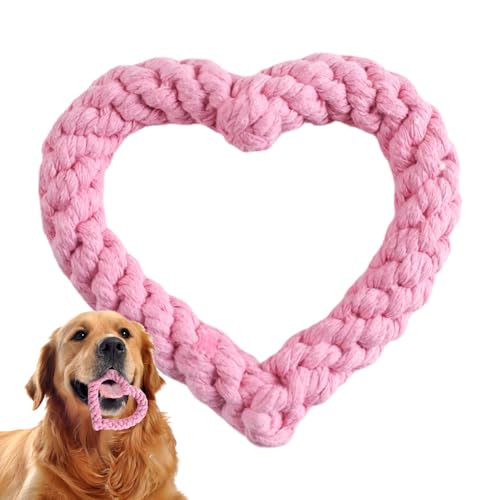 Herzseil Hundespielzeug, Valentinstag Herzförmiges Seil Hund Kauspielzeug, Haustierspielzeug für Welpen Hund Kauspielzeug für kleine mittelgroße Hunde, Rosa und Rot (A) von DSOPV
