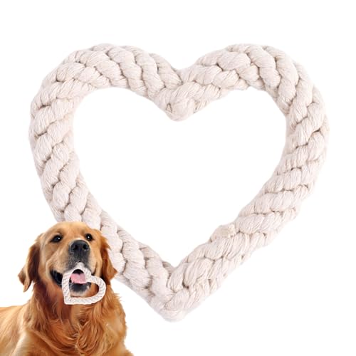 Herzseil Hundespielzeug, Valentinstag Herzförmiges Seil Hund Kauspielzeug, Haustierspielzeug für Welpen Hund Kauspielzeug für kleine mittelgroße Hunde, Rosa und Rot (C) von DSOPV