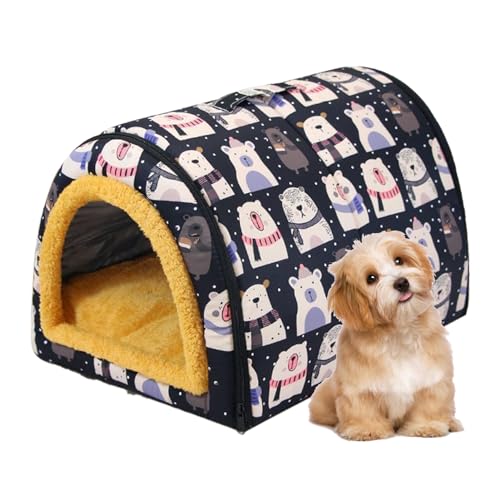 Hundebett Indoor Pet House mit flauschiger Matte, abnehmbarem und waschbarem Bezug, spritzwassergeschütztes Haus und rutschfester Unterseite, für kleine mittelgroße große Hunde Katzen (S) von DSOPV