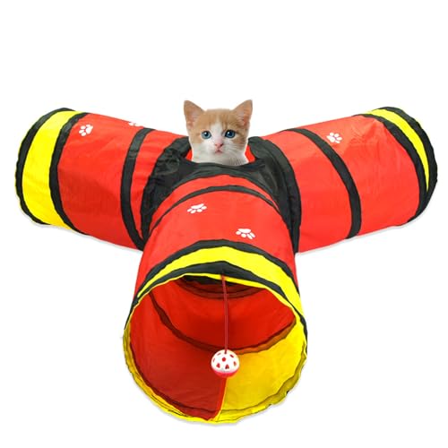 Katzentunnelspielzeug, Haustier-Katzentunnelschlauch-Spielzeug, zusammenklappbares Y-förmiges Spielzeug mit Pfotenabdruck, 3-Wege-Tunnel für Indoor-Katzen, Welpen, Kätzchen, Kaninchen Katzentunnelspielzeug, Haustier-Katzentunnelschlauch-Spielzeug, zusammenklappbares Y-förmiges Spielzeug mit Pfotenabdruck, 3-Wege-Tunnel für Indoor-Katzen, Welpen, Kätzchen, Kaninchen von DSOPV