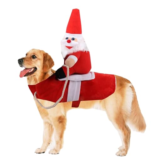 Weihnachtskostüm für Hunde, Weihnachtsmann-Kostüm, Haustierkleidung, Weihnachtsmann, Reiten, Haustierurlaub, Verkleidung für Hunde und Katzen, Größe M von DSOPV