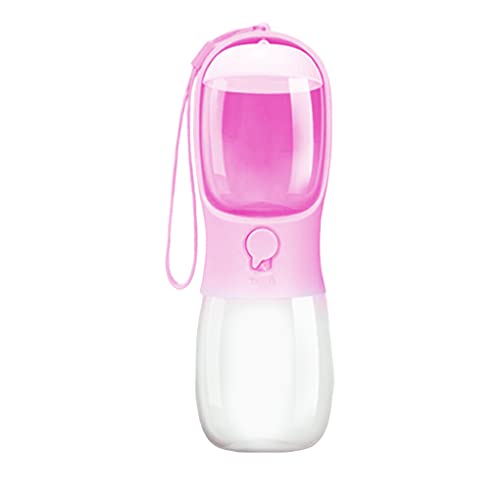 DSOUWEH 2 in 1 Hund Wasserflasche Trinkbecher Haustier auslaufsicher Hunde Katzennapf Futterbehälter Spender Outdoor Haustierbedarf, Rosa/S/300ml+100g von DSOUWEH