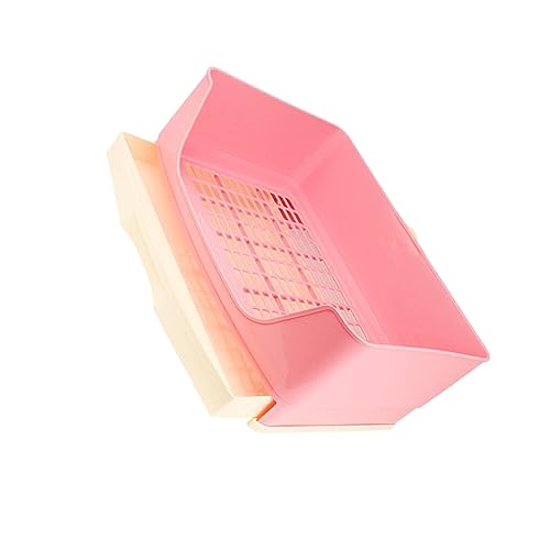DSOUWEH Robuste und langlebige Kaninchentoilette mit Schublade sorgt für eine saubere Umgebung für Haustier Eck Toilettenbox aus Kunststoff, Rosa von DSOUWEH