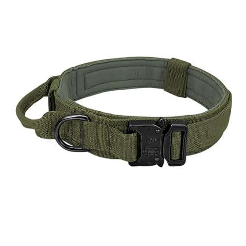 DSOUWEH Taktisches Hundehalsband, bequem, ungiftig, Kratzfest, leicht zu tragen, Nylon Halsband, Leine, verstellbar, Haltbarkeit, Training, Grün, M von DSOUWEH