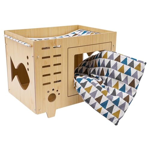 DSYOGX Katzenhaus Beige Spleißen Bodenmontage Haustiernest Haustierhaus Katzen für Wohnzimmer, Schlafzimmer, in der Tierhandlung Usw, 55x40x44cm DSYOGX Katzenhaus Beige Spleißen Bodenmontage Haustiernest Haustierhaus Katzen für Wohnzimmer, Schlafzimmer, in der Tierhandlung Usw, 55x40x44cm von DSYOGX