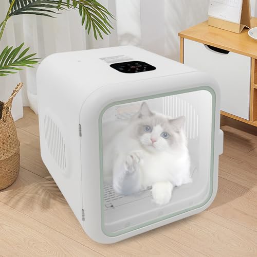 DSYOGX Tragbare Trocknungsbox für Haustiere, 800W Automatische Haustier Haustiertrockenbox, 62L Kapazität Haustiertrockner, für Katzen und kleine Hunde, 35dB Geräusch von DSYOGX