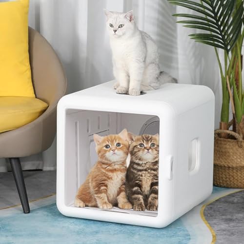 DSYYNAY Automatischer Haustiertrockner für Katzen und kleine Hunde, Trocknermaschine für Katzen mit 360° Trocknung mit einstellbarer Temperatur und ultra-leiser und sicherer Katzen-Trocknerbox, 65 l von DSYYNAY