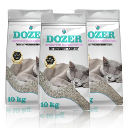 10kg Dozer Katzenstreu Sensitive mit Babypuderduft Klumpstreu Premium 39L | Katzenstreu mit Babypuder-Duft - Feine Klumpstreu aus Bentonit 3 x 10 kg 39 Liter 10kg Dozer Katzenstreu Sensitive mit Babypuderduft Klumpstreu Premium 39L | Katzenstreu mit Babypuder-Duft - Feine Klumpstreu aus Bentonit 3 x 10 kg 39 Liter von DTP-SOFT