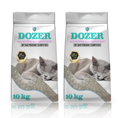 20kg Dozer Katzenstreu Sensitive mit Babypuderduft Klumpstreu Premium 26L | Katzenstreu mit Babypuder-Duft - Feine Klumpstreu aus Bentonit 2 x 10 kg 26 Liter 20kg Dozer Katzenstreu Sensitive mit Babypuderduft Klumpstreu Premium 26L | Katzenstreu mit Babypuder-Duft - Feine Klumpstreu aus Bentonit 2 x 10 kg 26 Liter von DTP-SOFT