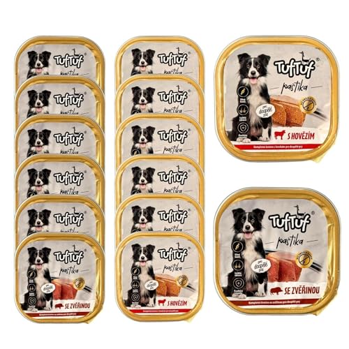 300g Pastete Mix Hundefutter Rind und Wild Nassfutter Aluschale Wildfleisch (x12) von DTP-SOFT