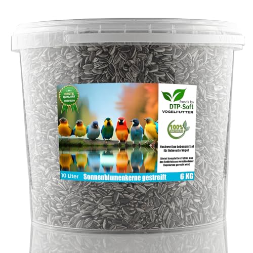6kg Sonnenblumenkerne gestreift Streufutter Vogelfutter Vögel Wildvögel Sonnenblumen im Eimer (6 kg) von DTP-SOFT