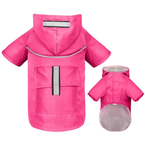 Atmungsaktiver Netz-Regenmantel Für Kleine Hunde, Für Den Außenbereich, Reflektierend, Langlebig, Hundemantel, Haustierkleidung, Kapuze, Tasche, Wasserdichter Regenmantel Für Kleine Und Mitt von DTREEL