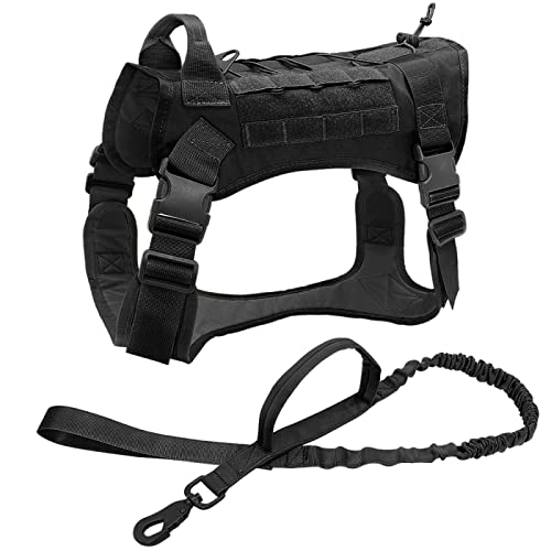 Deutscher Schäferhund, Bulldogge, Outdoor-Trainingsgeschirr Und Leine-Set, Militärisches Taktisches Hundegeschirr, Arbeitshundegeschirr, Weste, Verstellbares Haustiergeschirr,Schwarzes Set,M Deutscher Schäferhund, Bulldogge, Outdoor-Trainingsgeschirr Und Leine-Set, Militärisches Taktisches Hundegeschirr, Arbeitshundegeschirr, Weste, Verstellbares Haustiergeschirr,Schwarzes Set,M von DTREEL