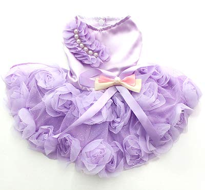 Haustier Hund Prinzessin Hochzeitskleid Hund Schleife Kleid Katze Hund Kleid Frühling Sommer Kleidung Kleid Chihuahua Mops Kleid,Lila,L von DTREEL