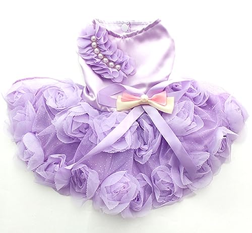 Haustier Hund Prinzessin Hochzeitskleid Hund Schleife Kleid Katze Hund Kleid Frühling Sommer Kleidung Kleid Chihuahua Mops Kleid,Lila,S von DTREEL