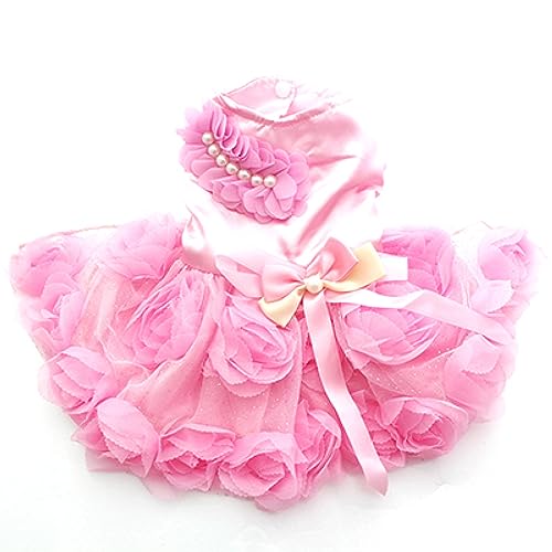 Haustier Hund Prinzessin Hochzeitskleid Hund Schleife Kleid Katze Hund Kleid Frühling Sommer Kleidung Kleid Chihuahua Mops Kleid,Rosa,M von DTREEL