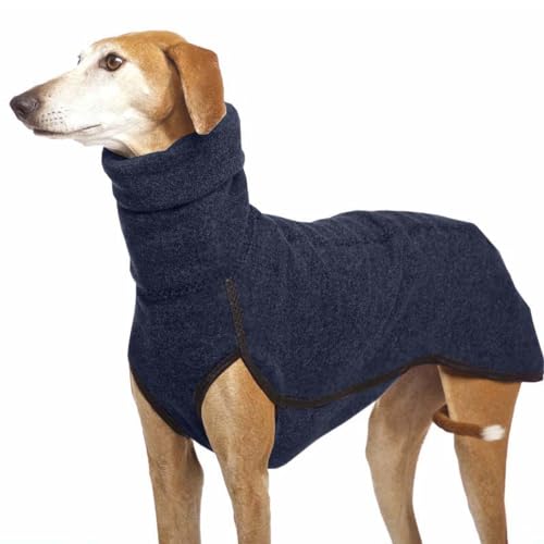 Herbst Und Winter Warmer Windhund, Labrador, Schäferhund, Großer Hund, Kleidung, Rollkragenpullover, Pullover, Stretch-Fleece, Hundepullover, Weste, Haustierjacke, Mantel, Anzüge,Blau,2XL von DTREEL