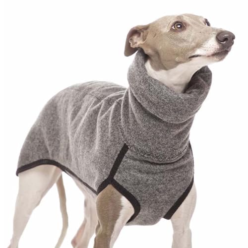 Herbst Und Winter Warmer Windhund, Labrador, Schäferhund, Großer Hund, Kleidung, Rollkragenpullover, Pullover, Stretch-Fleece, Hundepullover, Weste, Haustierjacke, Mantel, Anzüge,Grau,2XL von DTREEL