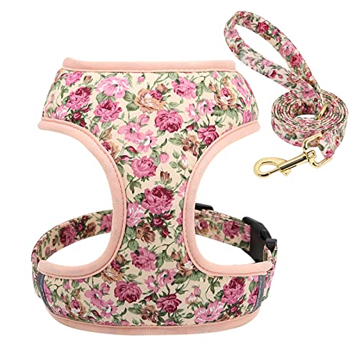 Hundegeschirr Und Leine Aus Nylon Mit Blumendruck, Set Für Haustiere, Atmungsaktiv, Für Hunde Und Katzen, Weste, Outdoor-Trainingsgeschirr Für Kleine Bis Mittelgroße Hunde Und Katzen,Beiges Hundegeschirr Und Leine Aus Nylon Mit Blumendruck, Set Für Haustiere, Atmungsaktiv, Für Hunde Und Katzen, Weste, Outdoor-Trainingsgeschirr Für Kleine Bis Mittelgroße Hunde Und Katzen,Beiges von DTREEL