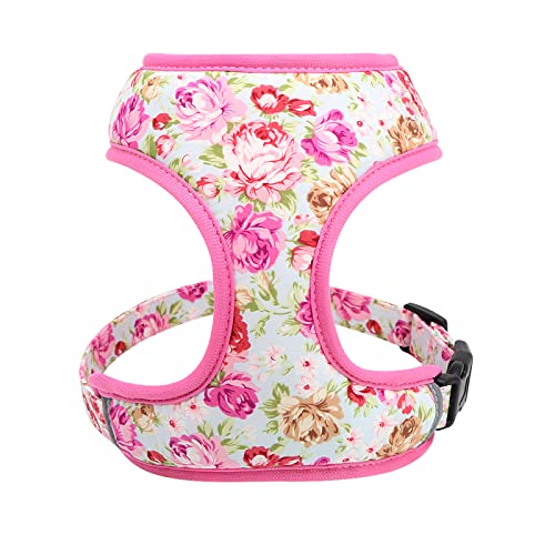Hundegeschirr Und Leine Aus Nylon Mit Blumendruck, Set Für Haustiere, Atmungsaktiv, Für Hunde Und Katzen, Weste, Outdoor-Trainingsgeschirr Für Kleine Bis Mittelgroße Hunde Und Katzen,Rosa Ge von DTREEL