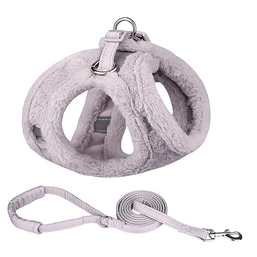 Hundegeschirr Und Leine-Set Für Den Winter, Warm, Dickes Fell, Für Den Außenbereich, Reflektierend, Set Aus Hundegeschirr Und Leine Für Chihuahua, Mops, Warmes, Verstellbares Geschirr,Gray S Hundegeschirr Und Leine-Set Für Den Winter, Warm, Dickes Fell, Für Den Außenbereich, Reflektierend, Set Aus Hundegeschirr Und Leine Für Chihuahua, Mops, Warmes, Verstellbares Geschirr,Gray S von DTREEL