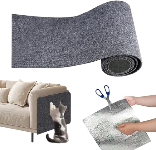 Katze Kratzschutz, Sofaschutz Katze Mit Katzenball, Katzen Kratzmatte Sessel Couch Natürlicher Sisal Katzen Kratzmatte Für Katzen, Schutzteppich Und Sofa Zur Wandmontage (Color : Gray, Size : 40cm x von DTREEL