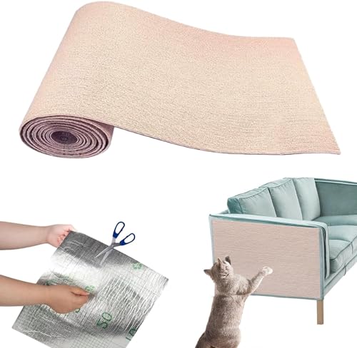 Katzenkratzmatte, Sofaschutz – Natürlicher Sisal-Möbelschutz, Kratzunterlage for Katzen – Kratzteppich for Couch, Sofa, Stuhl (Color : Khaki, Size : 30x100CM) von DTREEL