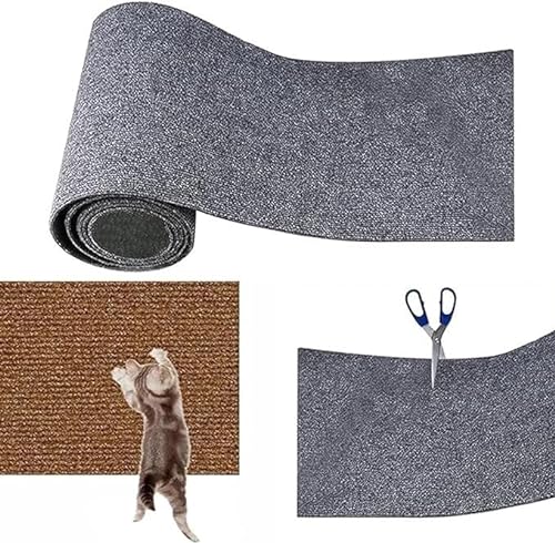 Kratzmatte Für Katzen, Kletter-Katzenkratzer,DIY Zuschneidbare Selbstklebende Teppich-Katzenmattenunterlage, Teppich-Katzenkratzer-Möbelschutz (Color : Gray, Size : 30x100CM) von DTREEL