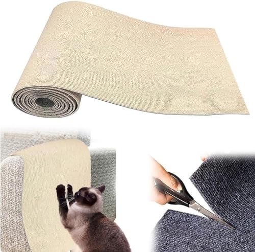 Kratzmatte Selbstkleben 40×200cm,Kratzpads Für Katzen,Kratzmatte Katze Sofa,Katzen Wand,DIY Climbing Cat Scratcher (Color : Beige, Size : 40cm x 200cm) von DTREEL