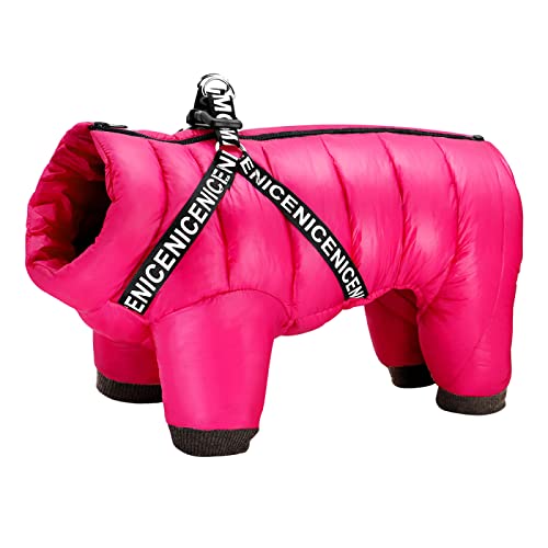 Outdoor Winddichte wasserdichte Hundekleidung Hoodie Winter Warme Hundekleidung Mantel Ultra Warme Haustierjacke Mantel Mit Trägern Für Chihuahua Mops Labrador,Rosenrot,12 von DTREEL