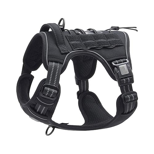 Reflektierendes Hundegeschirr Für Den Außenbereich, Haustier-Trainingsgeschirr, Leinen-Set, Verstellbares, Gepolstertes Hundegeschirr, Leinen-Set, Nylon, Militärisches Taktisches Hundegeschi von DTREEL