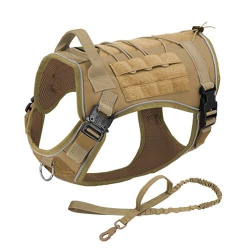 Reflektierendes Militärisches Taktisches Hundegeschirr Und Leine-Set Für Den Außenbereich, Keine Zug-Hundeweste, Arbeitshund, Robuste Nylon-Geschirrweste Für Mittelgroße Und Große Hunde, Deu von DTREEL