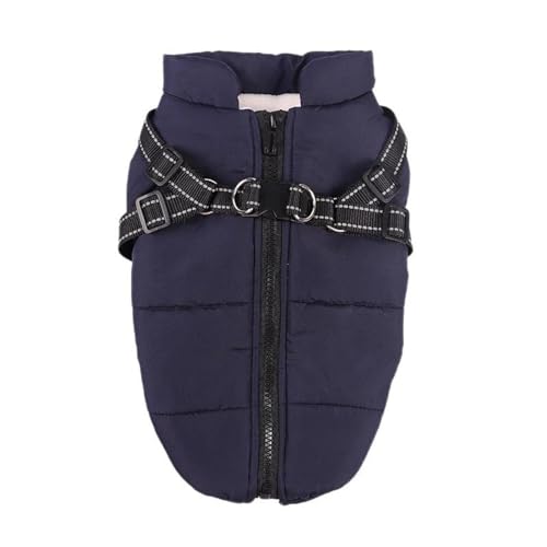 Warme Winter-Hundejacke, Kleidung Für Kleine Und Mittelgroße Hunde, Warme Fleecejacke, Wind- Und Wasserdichter Outdoor-Haustiermantel Mit Geschirr, Chihuahua, Labrador, Mops-Kleidung,Bl von DTREEL