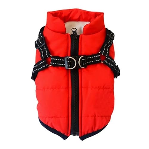 Wind- Und wasserdichte Outdoor-Jacke Für Große Hunde Mit Geschirr, Warme Winterjacke Für Labrador, Französische Bulldogge, Chihuahua, Mops, Weicher Und Bequemer Haustiermantel,D,M von DTREEL