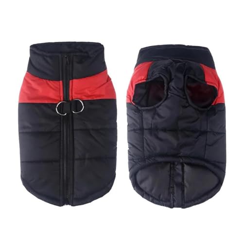 Winter Verdickter Und Warmer Großer Hundemantel Winddicht Und Wasserdicht Mit Reißverschluss Haustiermantel Kleidung Chihuahua Mops Französische Bulldogge Jacke Oberbekleidung,Rot,S von DTREEL